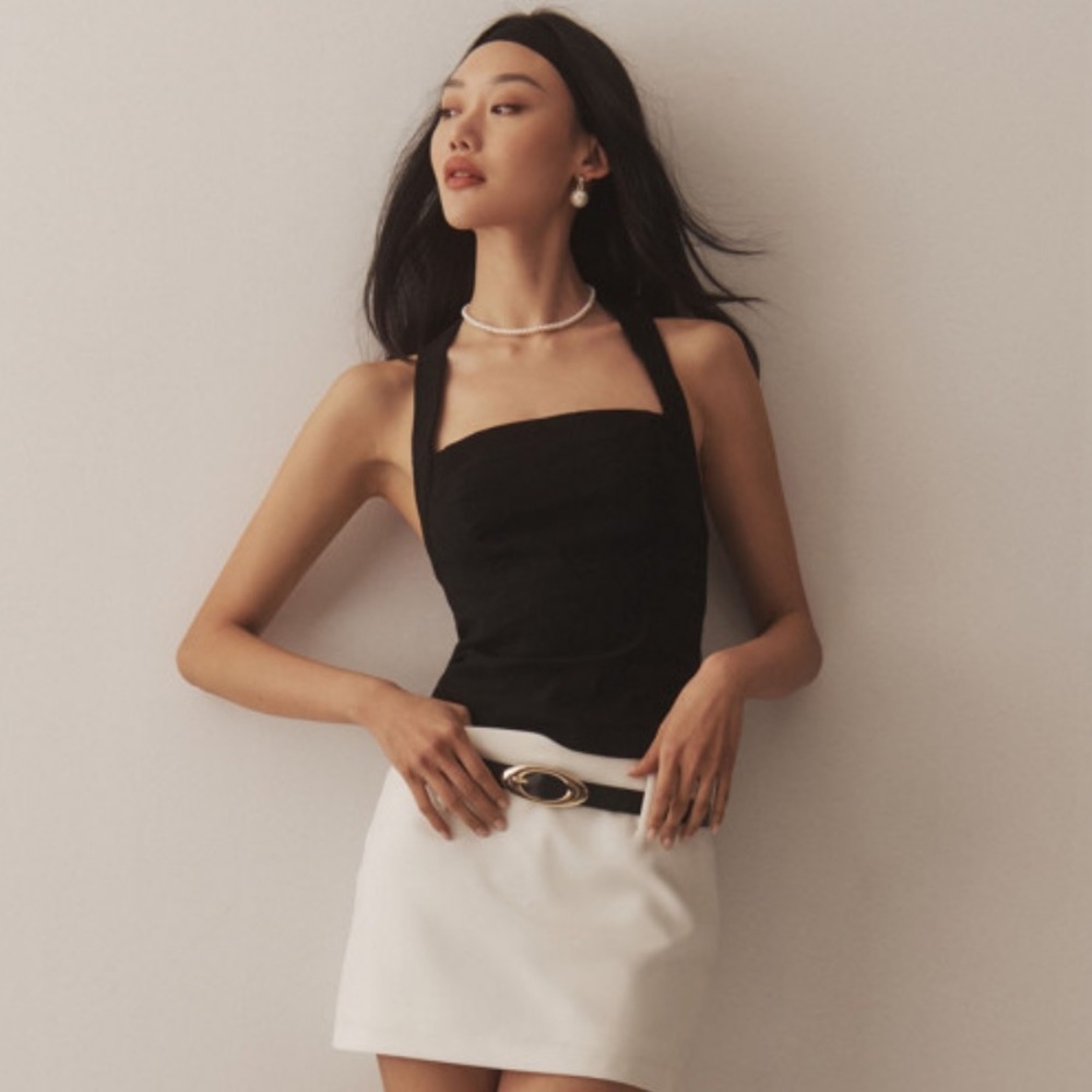 Maeve by Anthropology Black Halter Top.